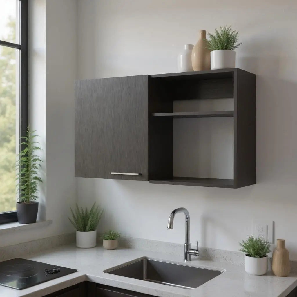 39" Black Wood Wall Mounted Accent Cabinet With Single Door Homeroots Kitchen & Dining