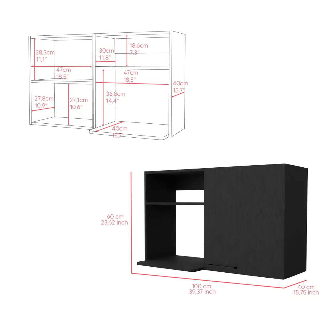 39" Black Wood Wall Mounted Accent Cabinet With Single Door Homeroots Kitchen & Dining