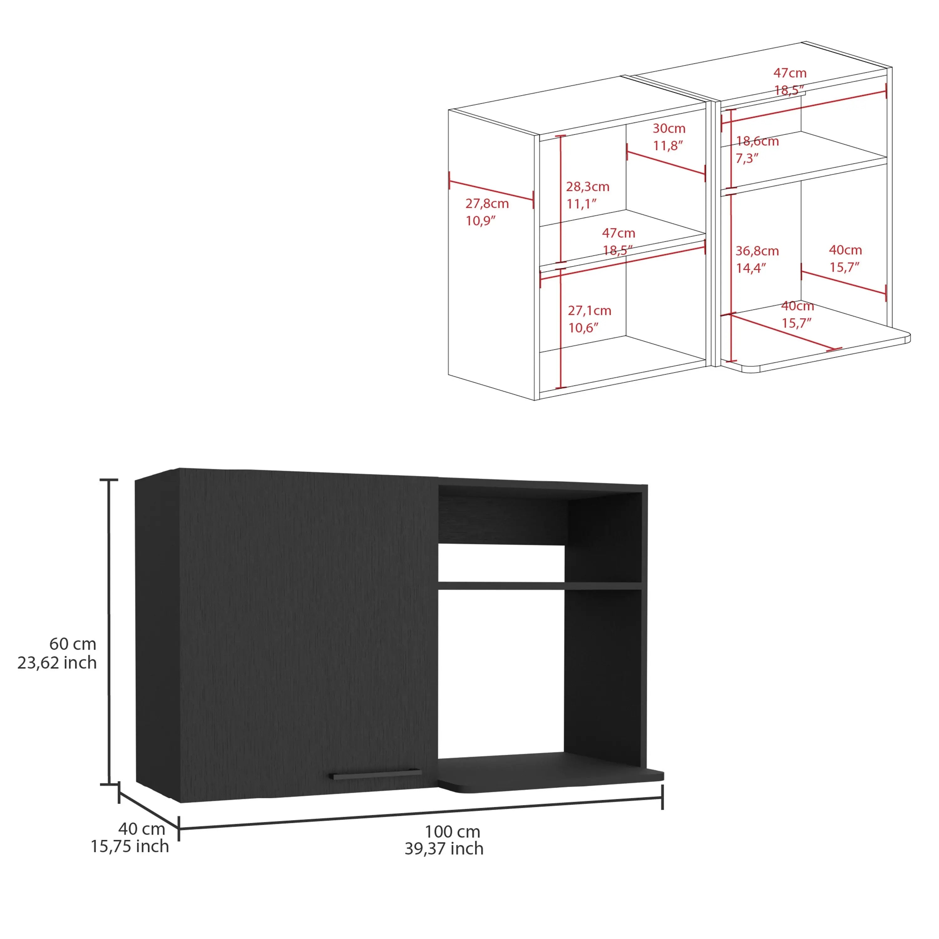 39" Black Wood Wall Mounted Accent Cabinet With Single Door Homeroots Kitchen & Dining