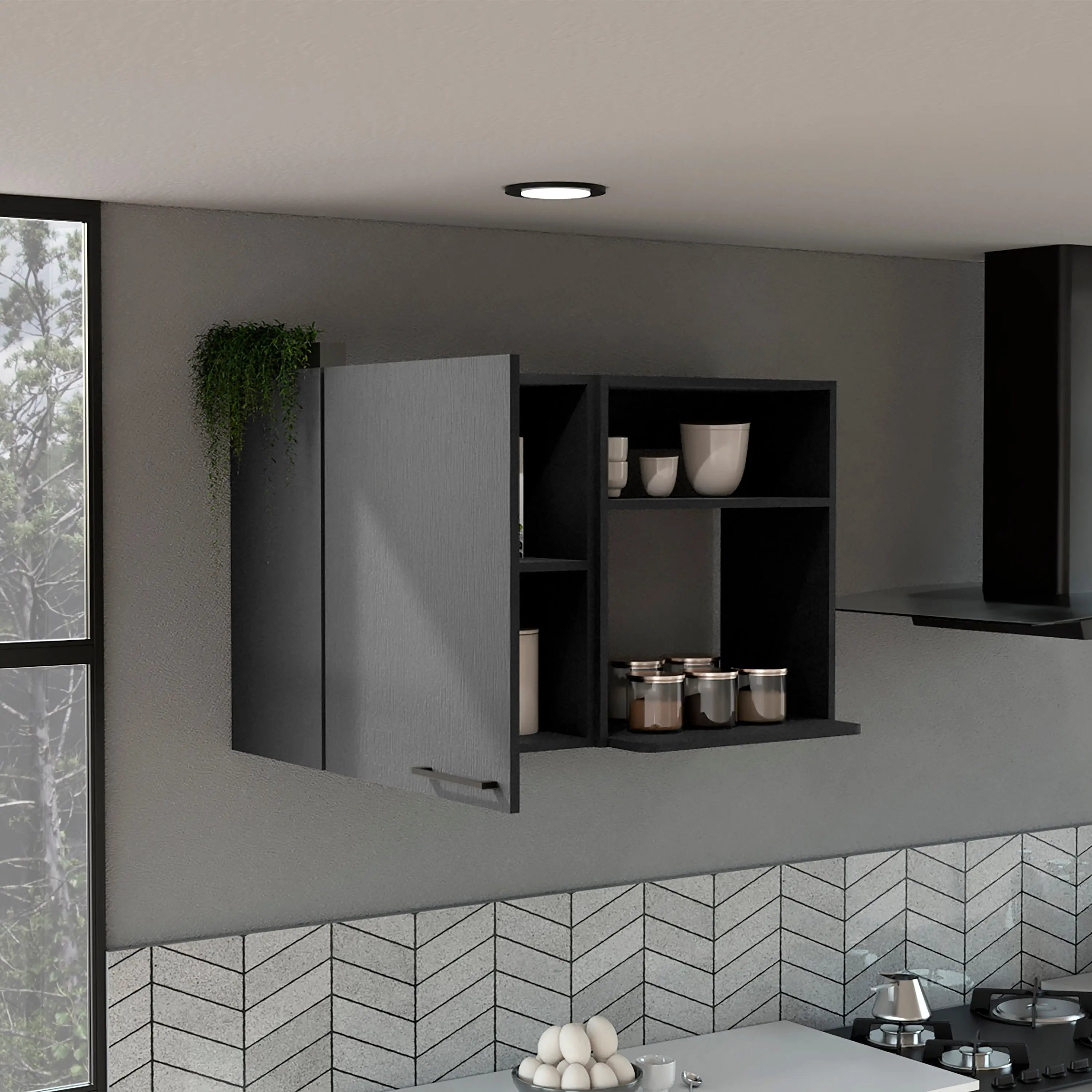 39" Black Wood Wall Mounted Accent Cabinet With Single Door Homeroots Kitchen & Dining