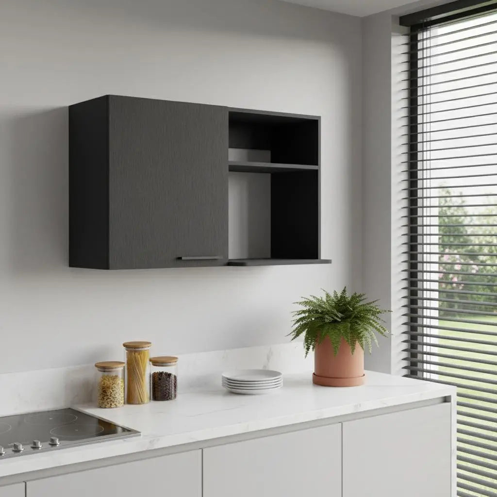39" Black Wood Wall Mounted Accent Cabinet With Single Door Homeroots Kitchen & Dining