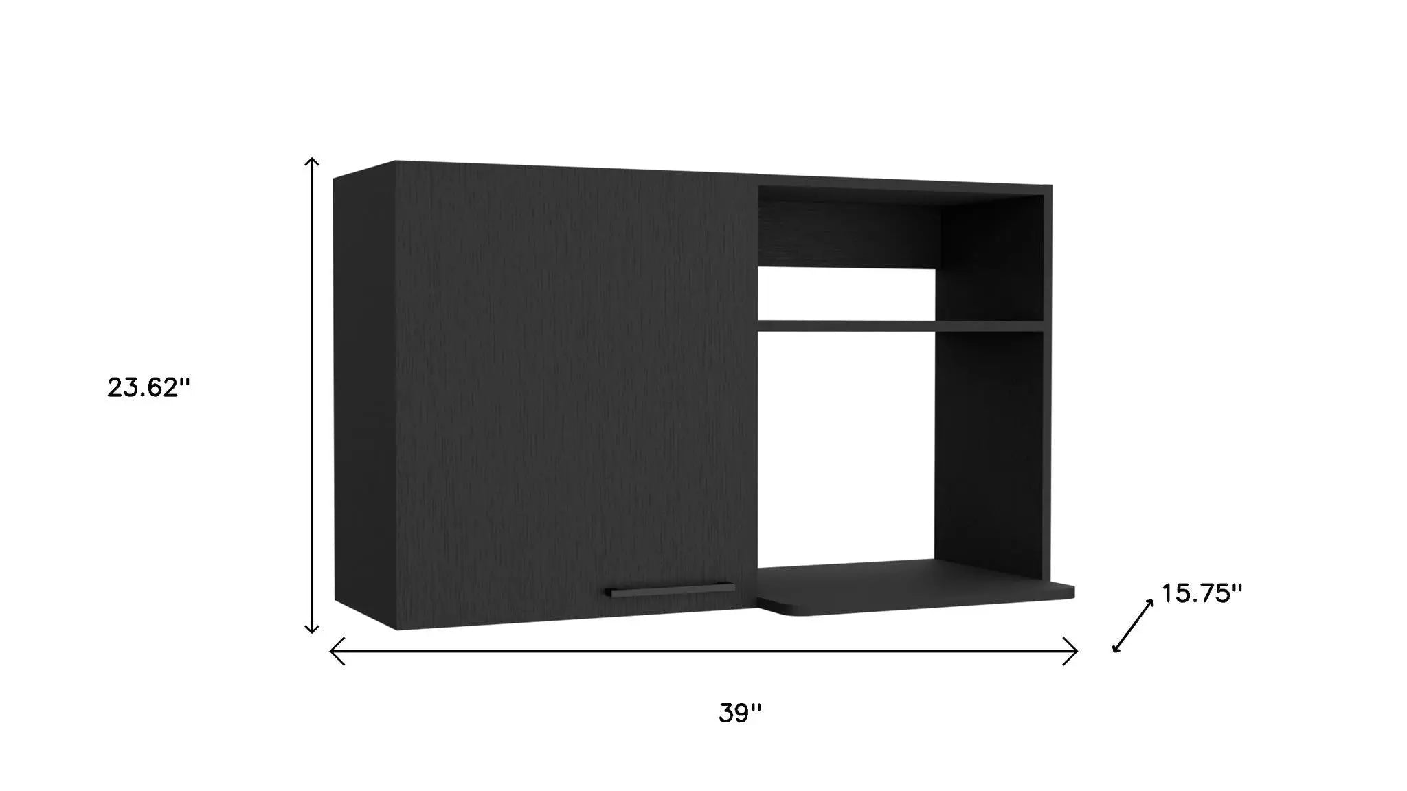 39" Black Wood Wall Mounted Accent Cabinet With Single Door Homeroots Kitchen & Dining