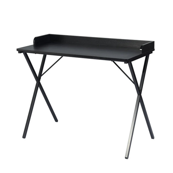 39" Black Wood and Metal X-Shape Computer Desk Homeroots Office