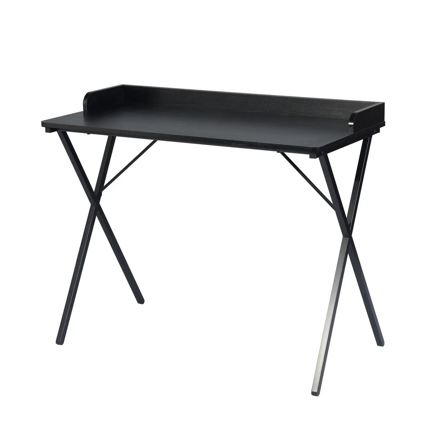 39" Black Wood and Metal X-Shape Computer Desk Homeroots Office