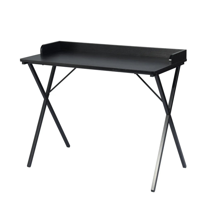 39" Black Wood and Metal X-Shape Computer Desk Homeroots Office