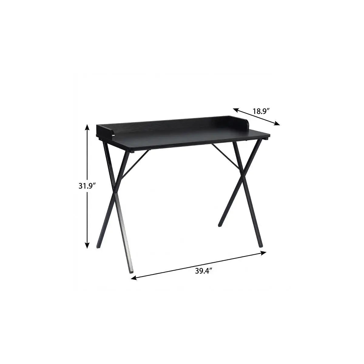39" Black Wood and Metal X-Shape Computer Desk Homeroots Office