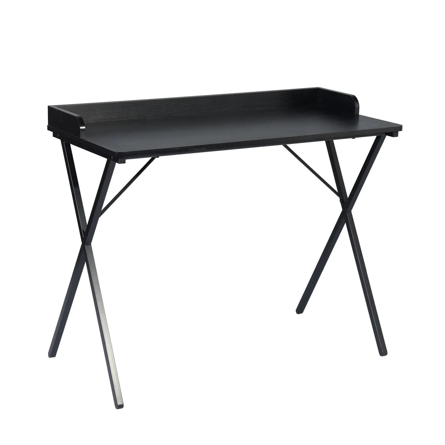 39" Black Wood and Metal X-Shape Computer Desk Homeroots Office