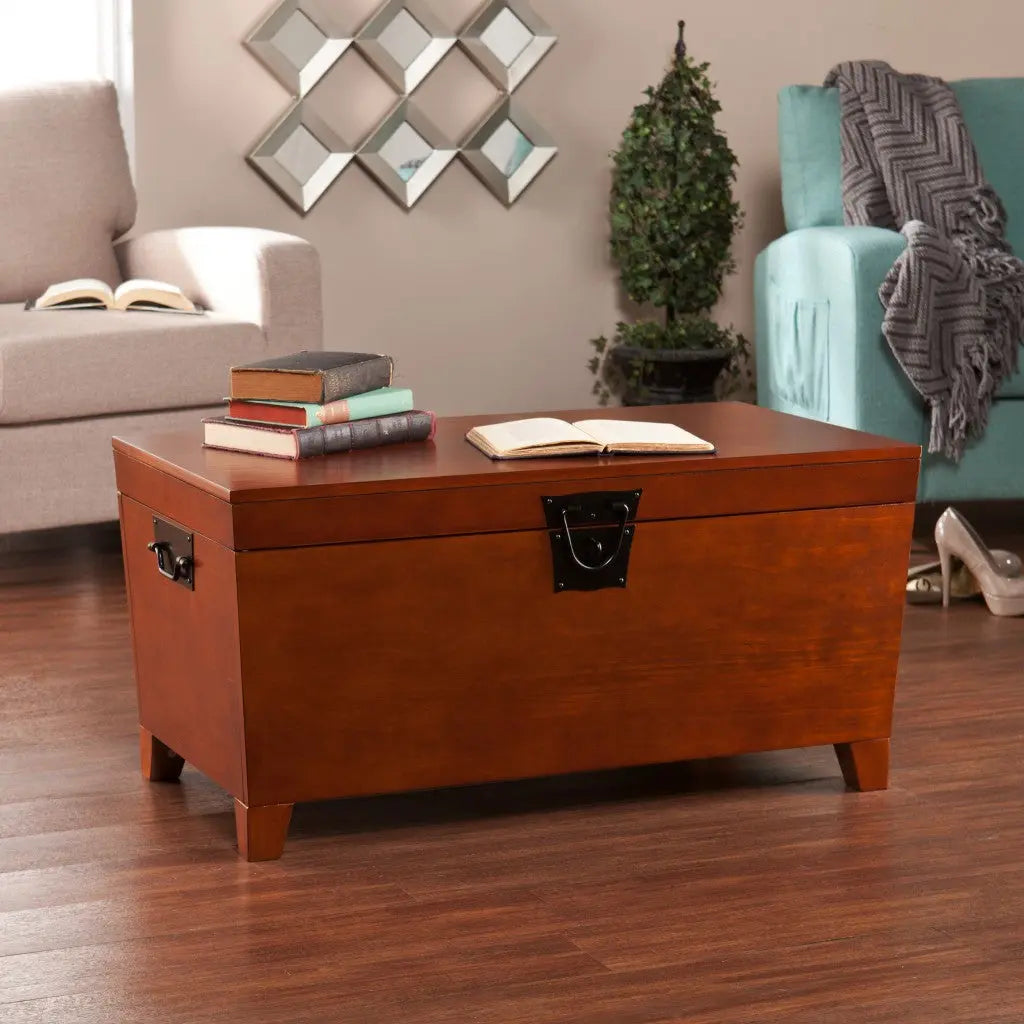 39" Brown Manufactured Wood And Metal Rectangular Coffee Table Homeroots Living Room
