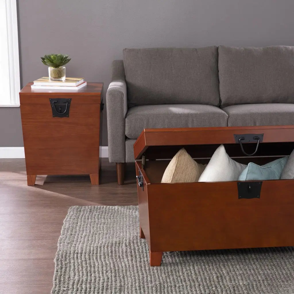 39" Brown Manufactured Wood And Metal Rectangular Coffee Table Homeroots Living Room
