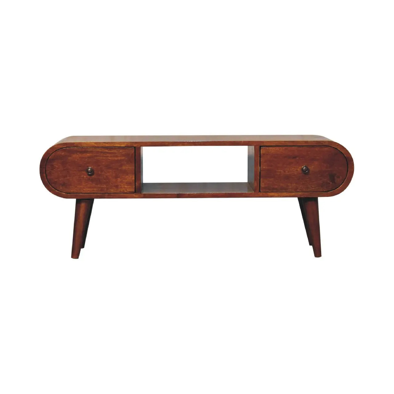 39" Brown Solid Wood Enclosed and Open Storage TV Stand Homeroots Living Room