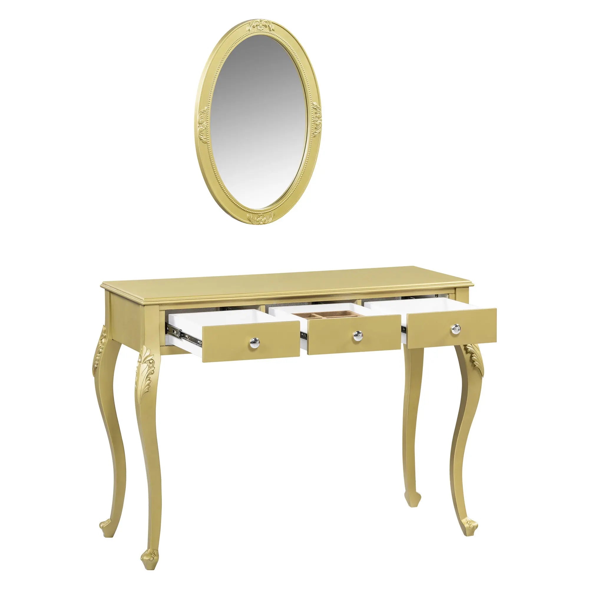 39" Brown Wood Mirrored Three Drawer Vanity Table Homeroots Living Room
