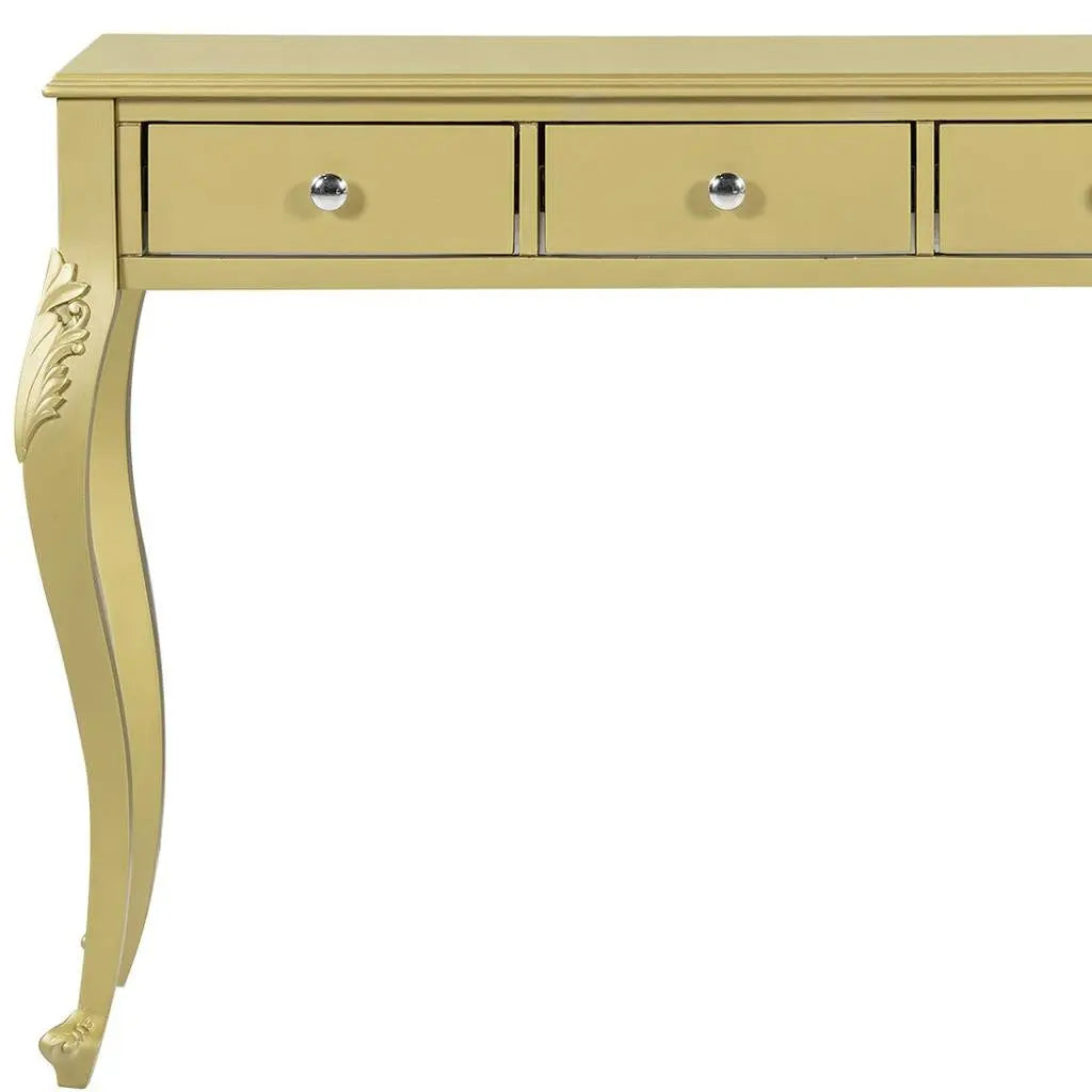 39" Brown Wood Mirrored Three Drawer Vanity Table Homeroots Living Room