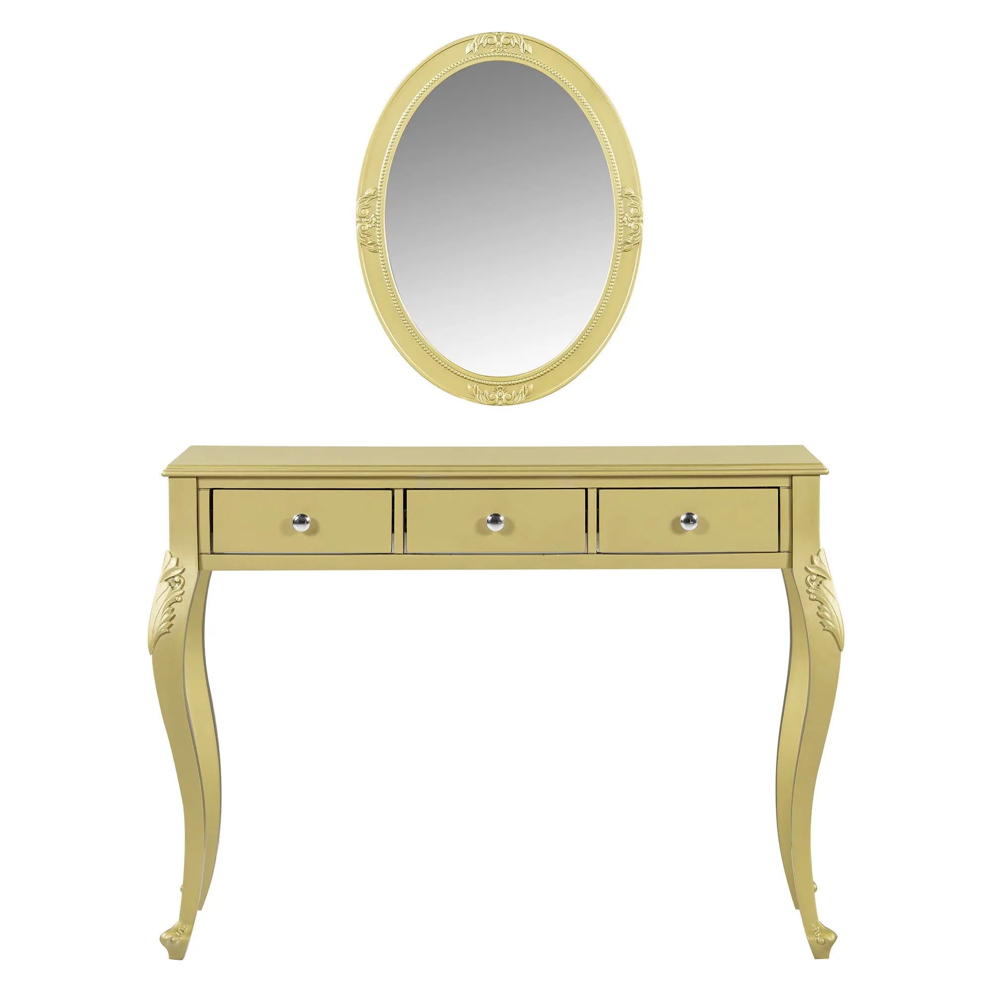 39" Brown Wood Mirrored Three Drawer Vanity Table Homeroots Living Room