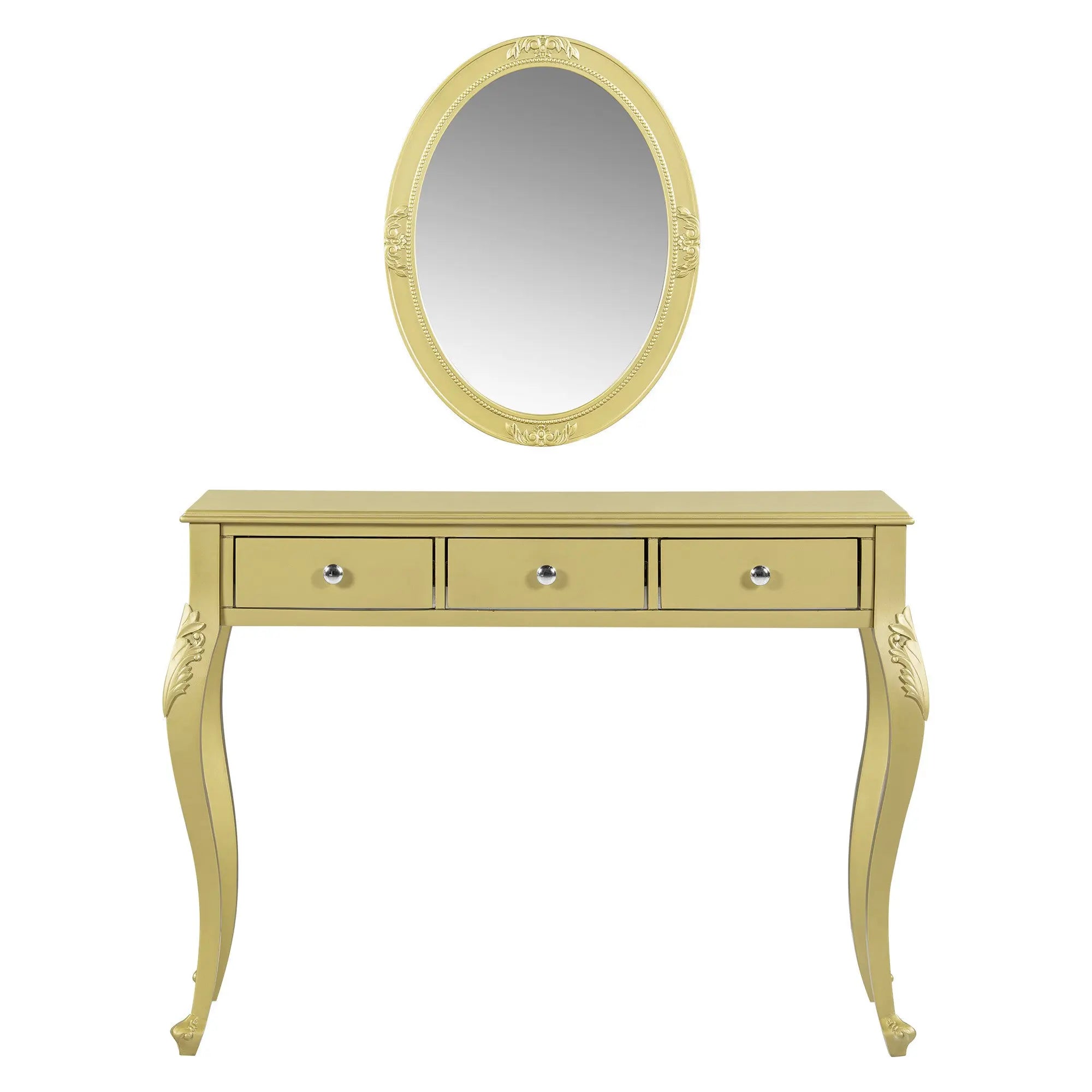 39" Brown Wood Mirrored Three Drawer Vanity Table Homeroots Living Room