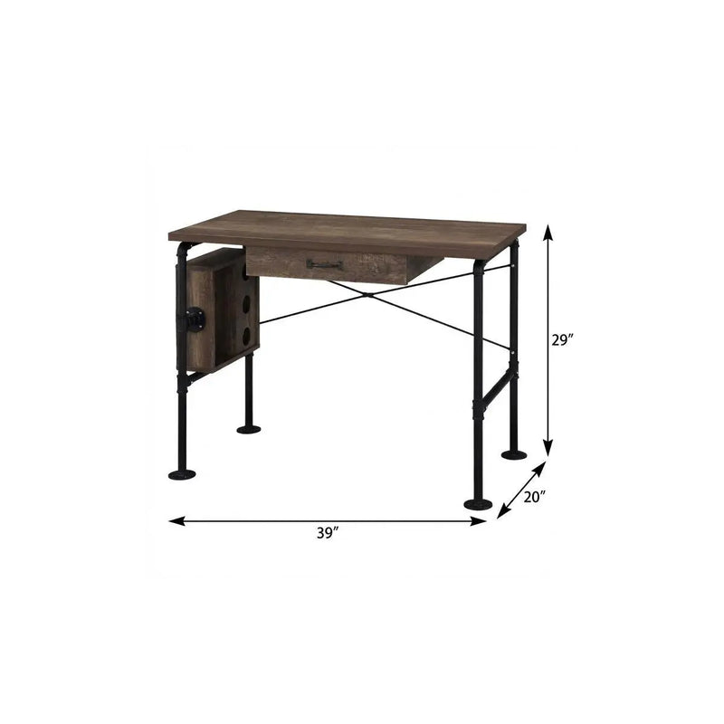 39" Brown and Black Writing Desk Homeroots Office