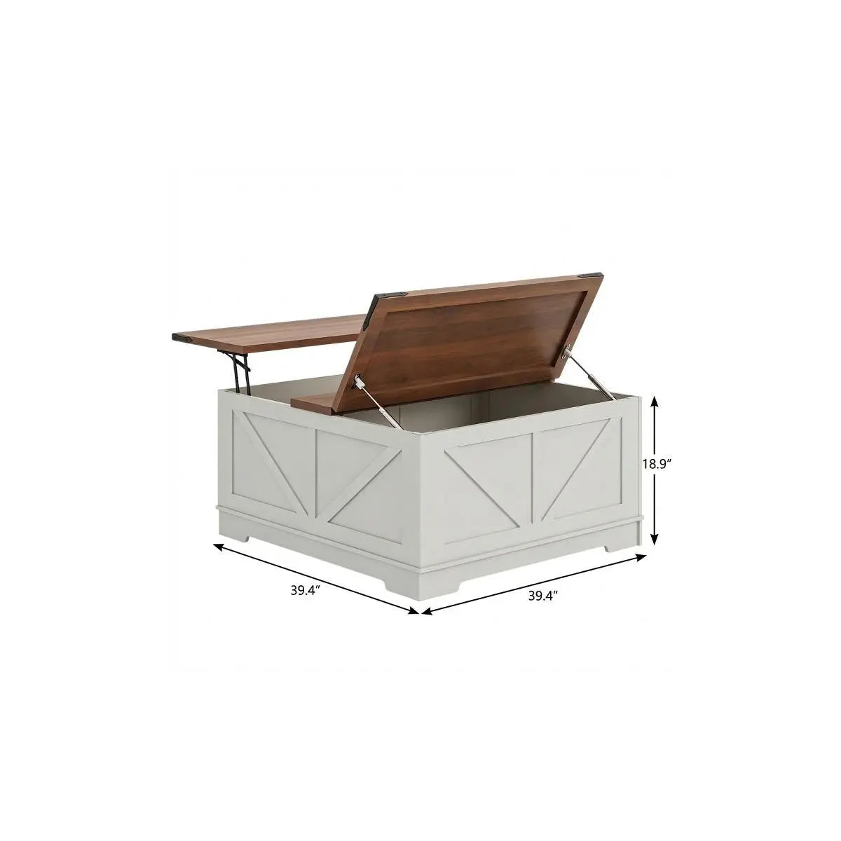 39" Brown and White Wood Lift Top Solid Trunk Coffee Table With Two Shelves Homeroots Living Room