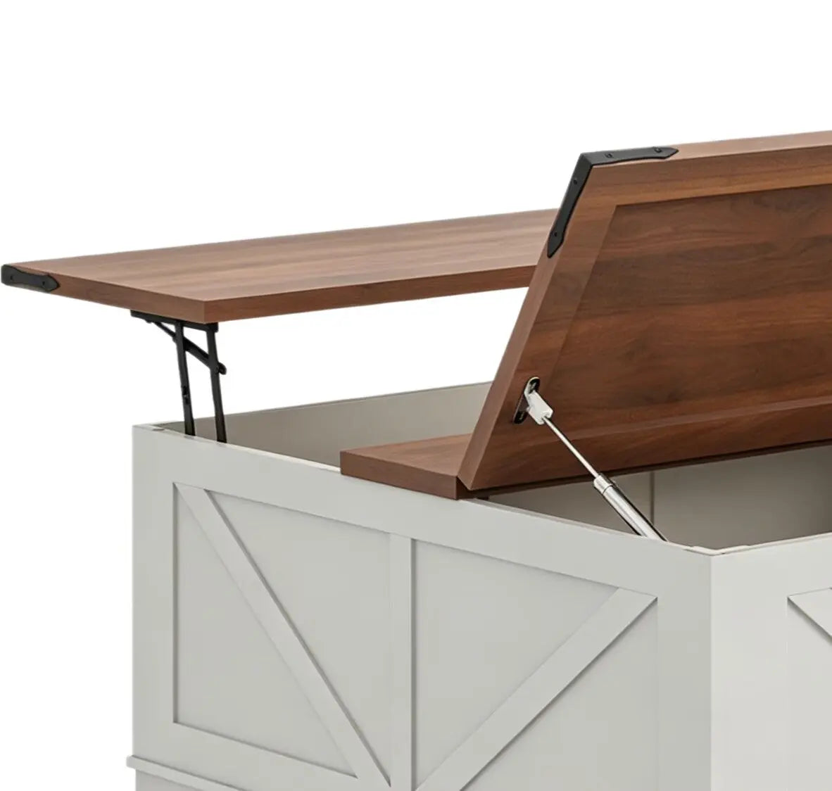 39" Brown and White Wood Lift Top Solid Trunk Coffee Table With Two Shelves Homeroots Living Room