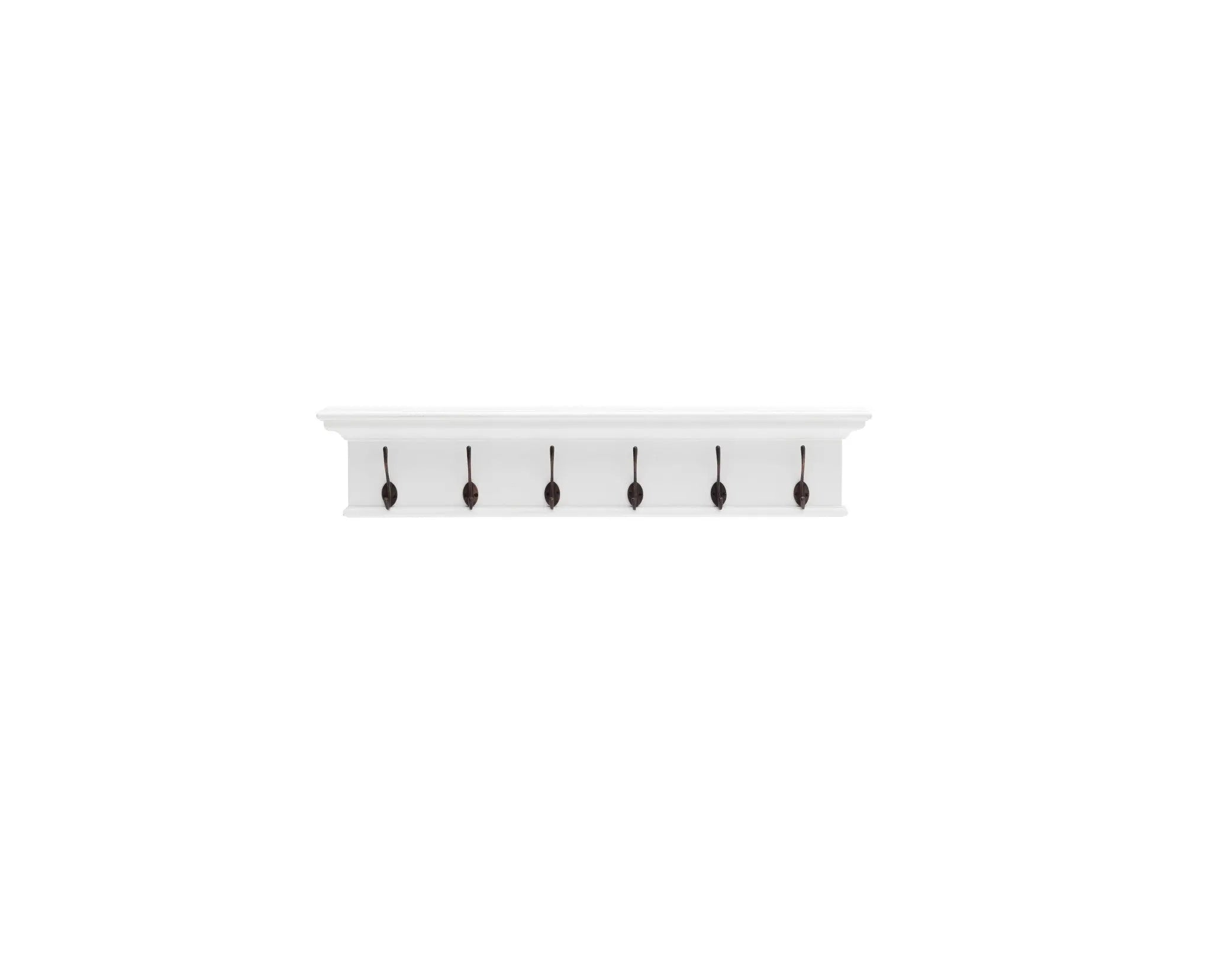 39" Classic White Wood Six Hook Hanging Coat Rack Homeroots Organization