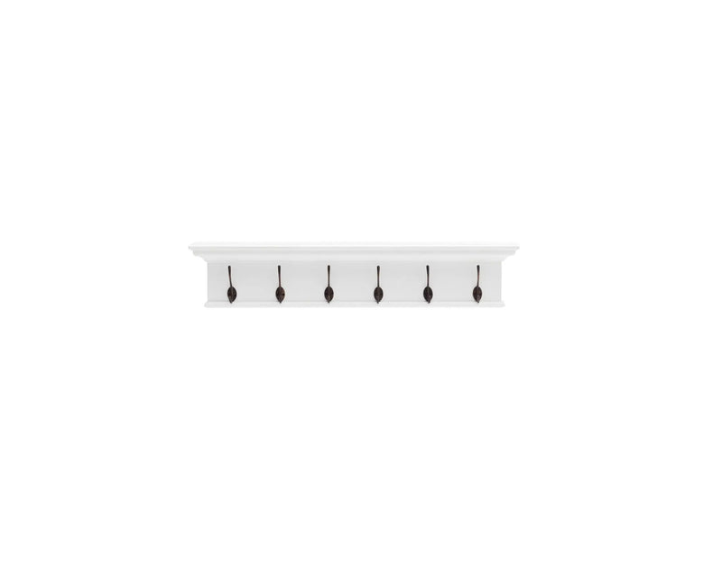 39" Classic White Wood Six Hook Hanging Coat Rack Homeroots Organization