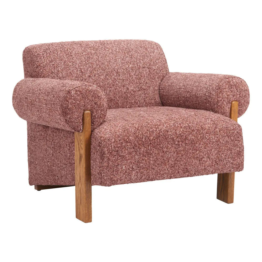 39" Copper And Brown Woven Upholstery And Solid Wood Arm Chair Homeroots Living Room