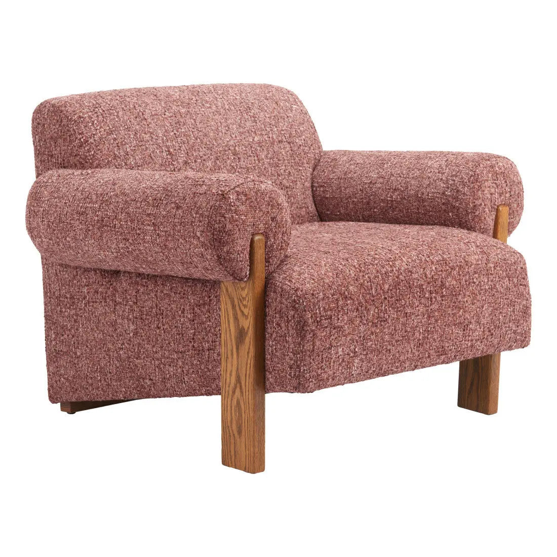 39" Copper And Brown Woven Upholstery And Solid Wood Arm Chair Homeroots Living Room