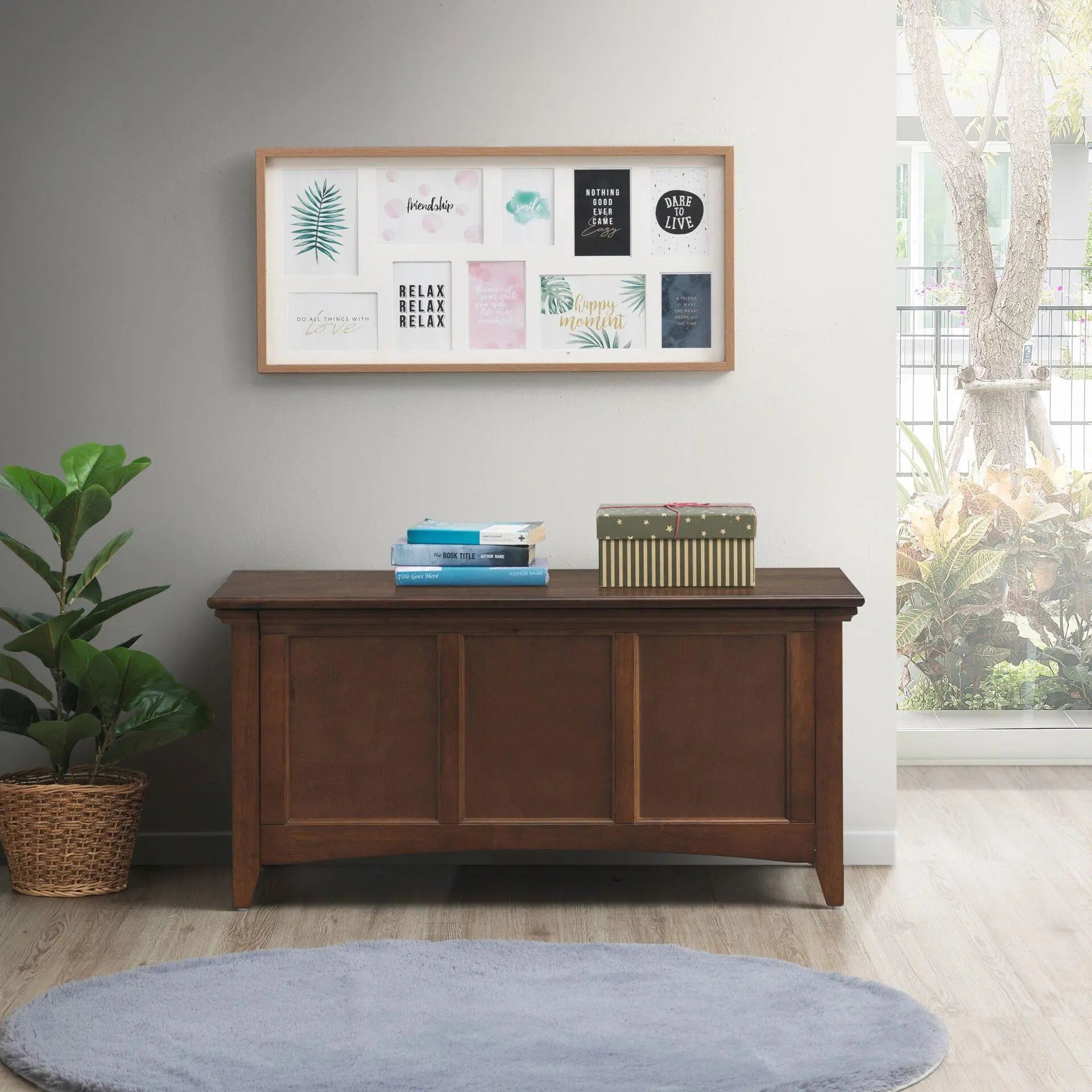 39" Dark Brown Solid Wood Solid Trunk Coffee Table Homeroots Living Room