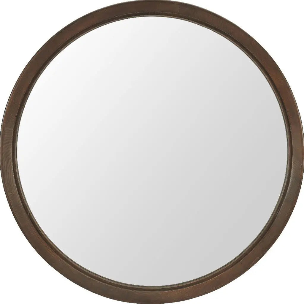 39" Espresso Solid Wood Round Freestanding And Leaning Framed Accent Mirror Homeroots Bed & Bath