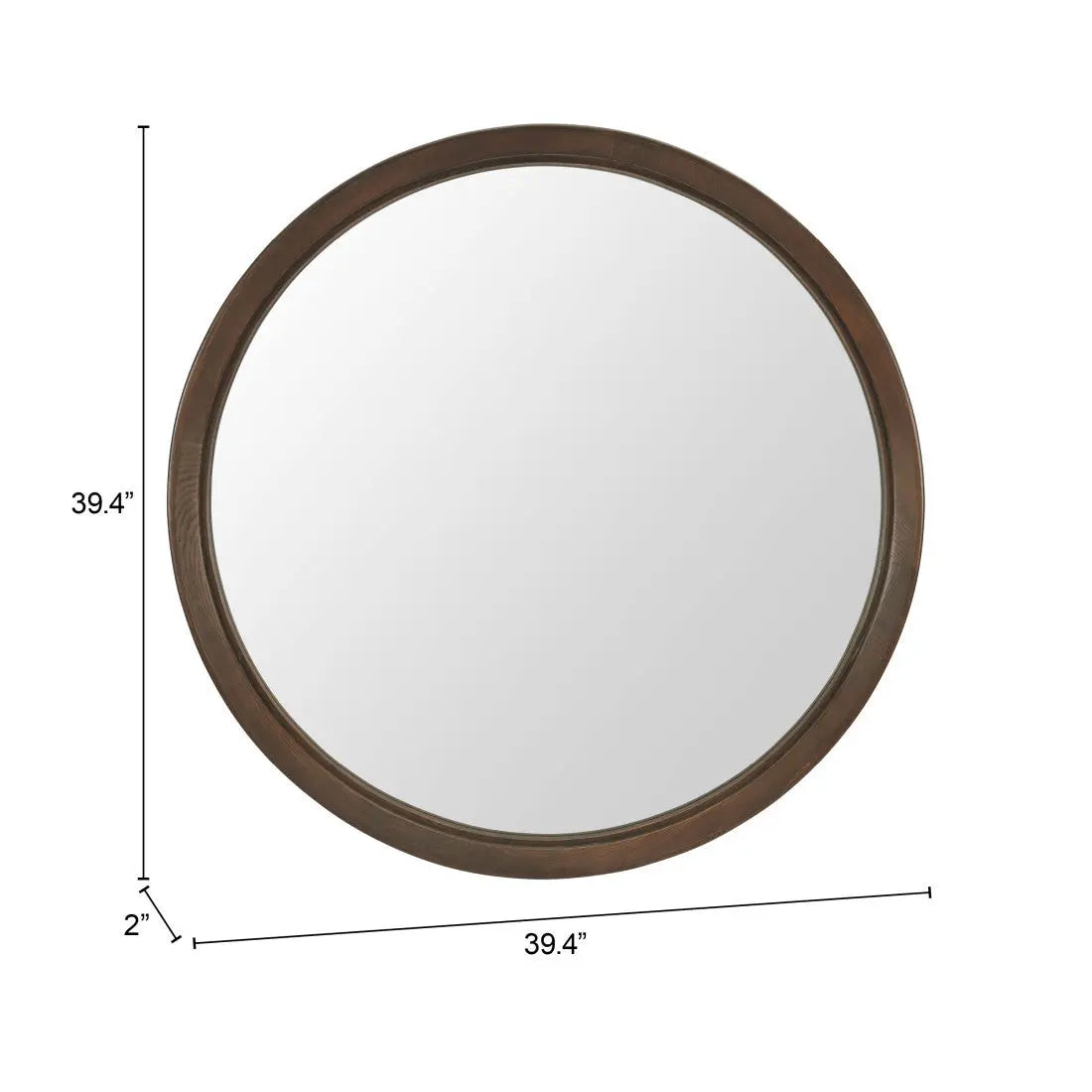 39" Espresso Solid Wood Round Freestanding And Leaning Framed Accent Mirror Homeroots Bed & Bath
