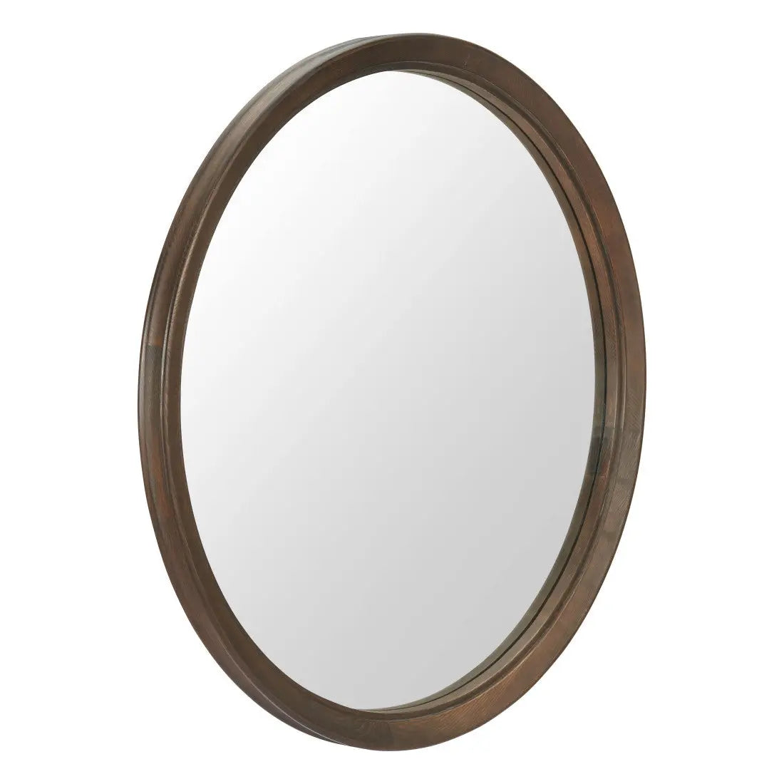 39" Espresso Solid Wood Round Freestanding And Leaning Framed Accent Mirror Homeroots Bed & Bath