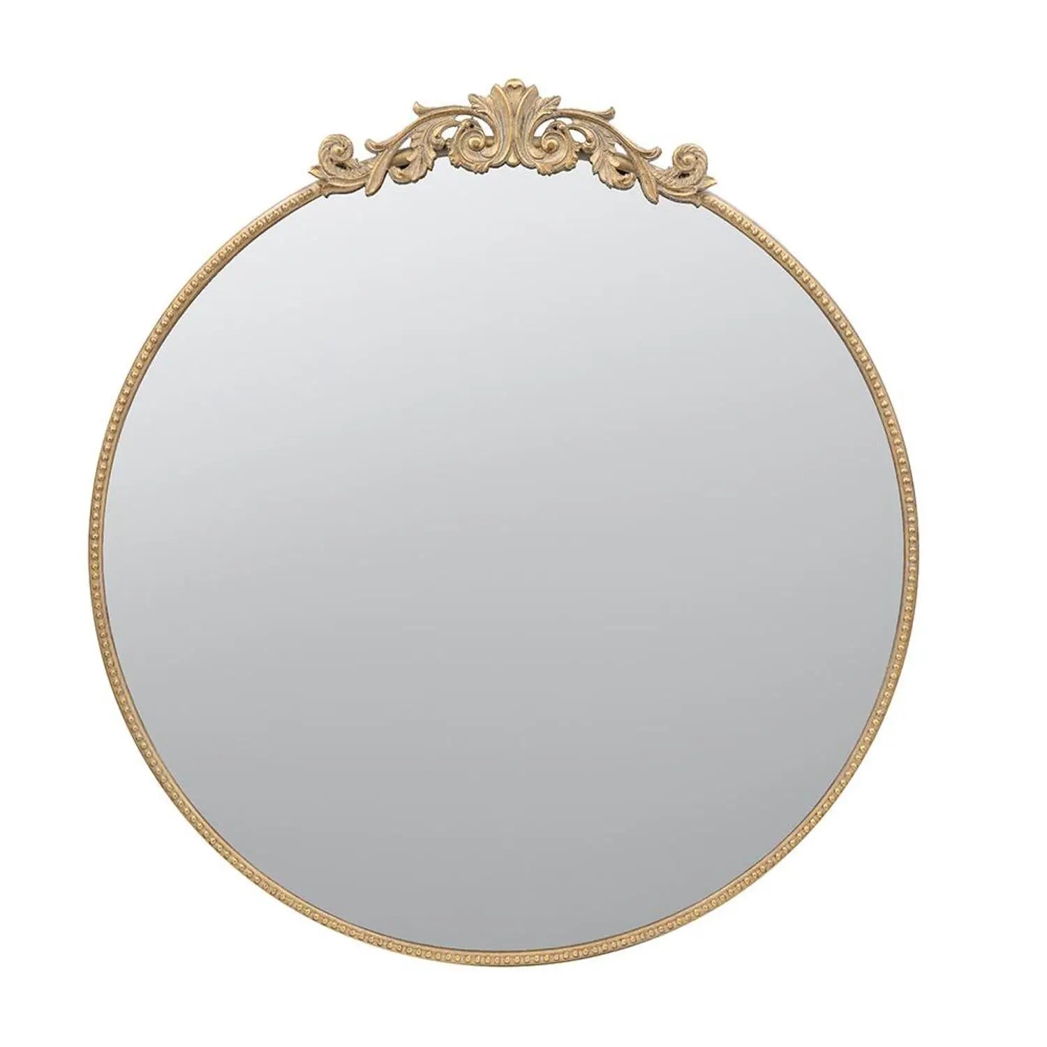 39" Gold Crowned Top Iron Framed Accent Mirror Homeroots Bed & Bath