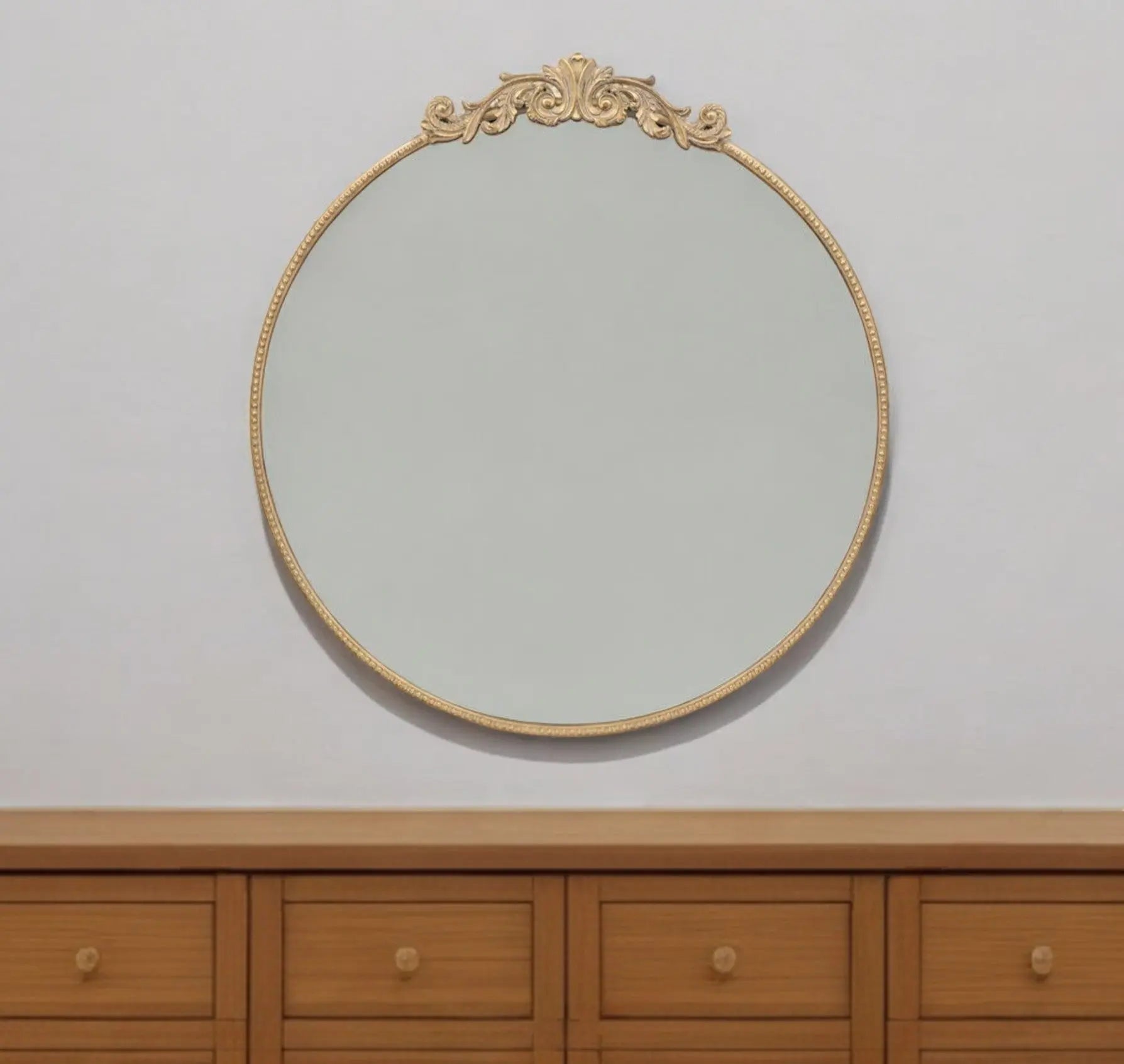 39" Gold Crowned Top Iron Framed Accent Mirror Homeroots Bed & Bath