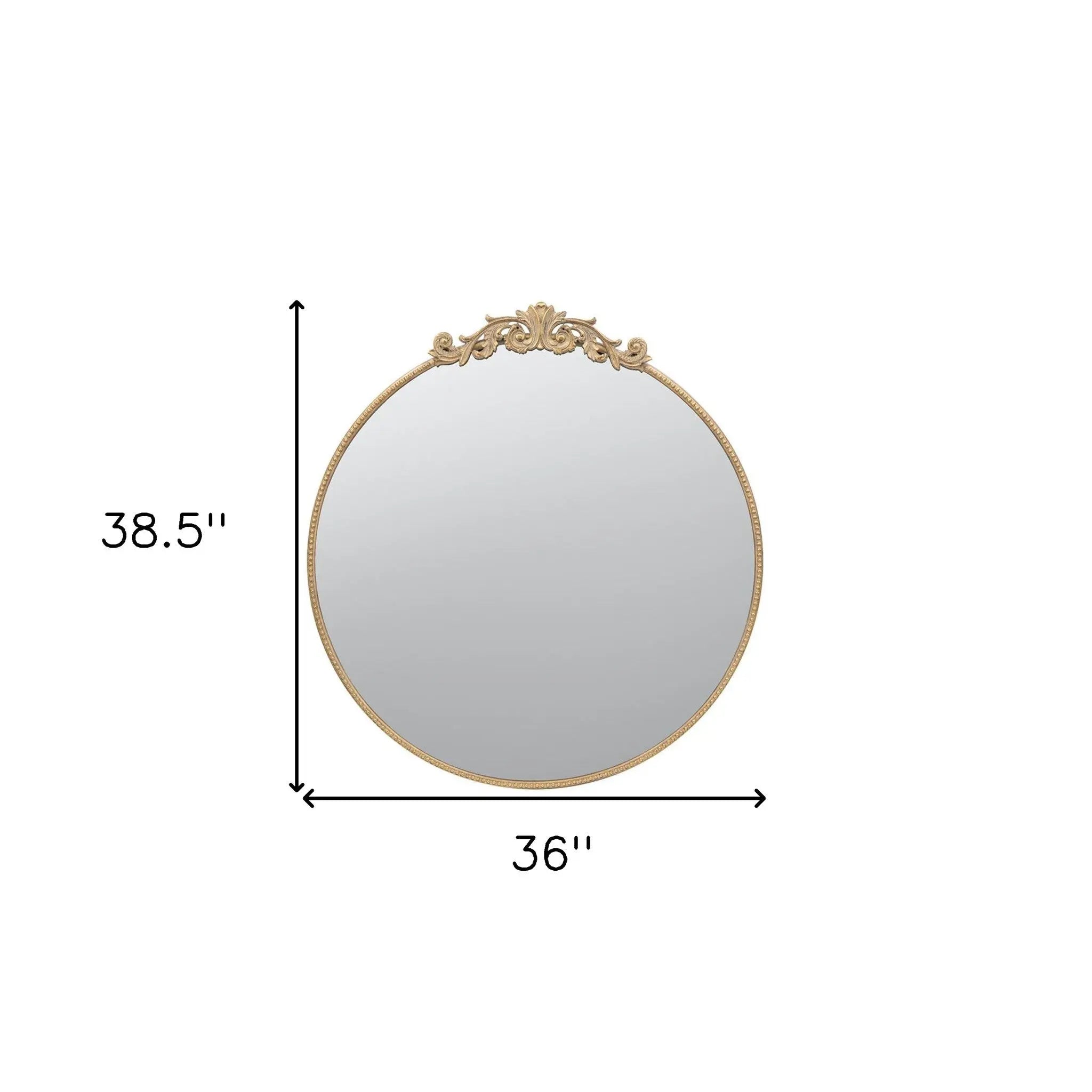 39" Gold Crowned Top Iron Framed Accent Mirror Homeroots Bed & Bath