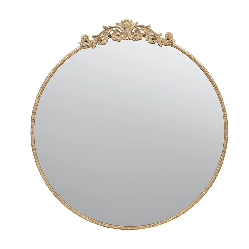 39" Gold Crowned Top Iron Framed Accent Mirror Homeroots Bed & Bath