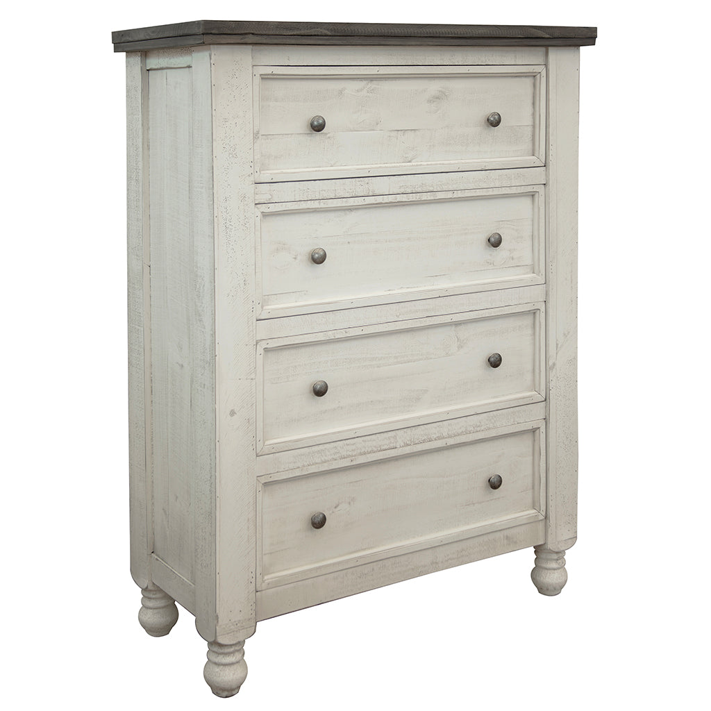39" Gray and Ivory Solid Wood Four Drawer Chest - GreatEagleInc