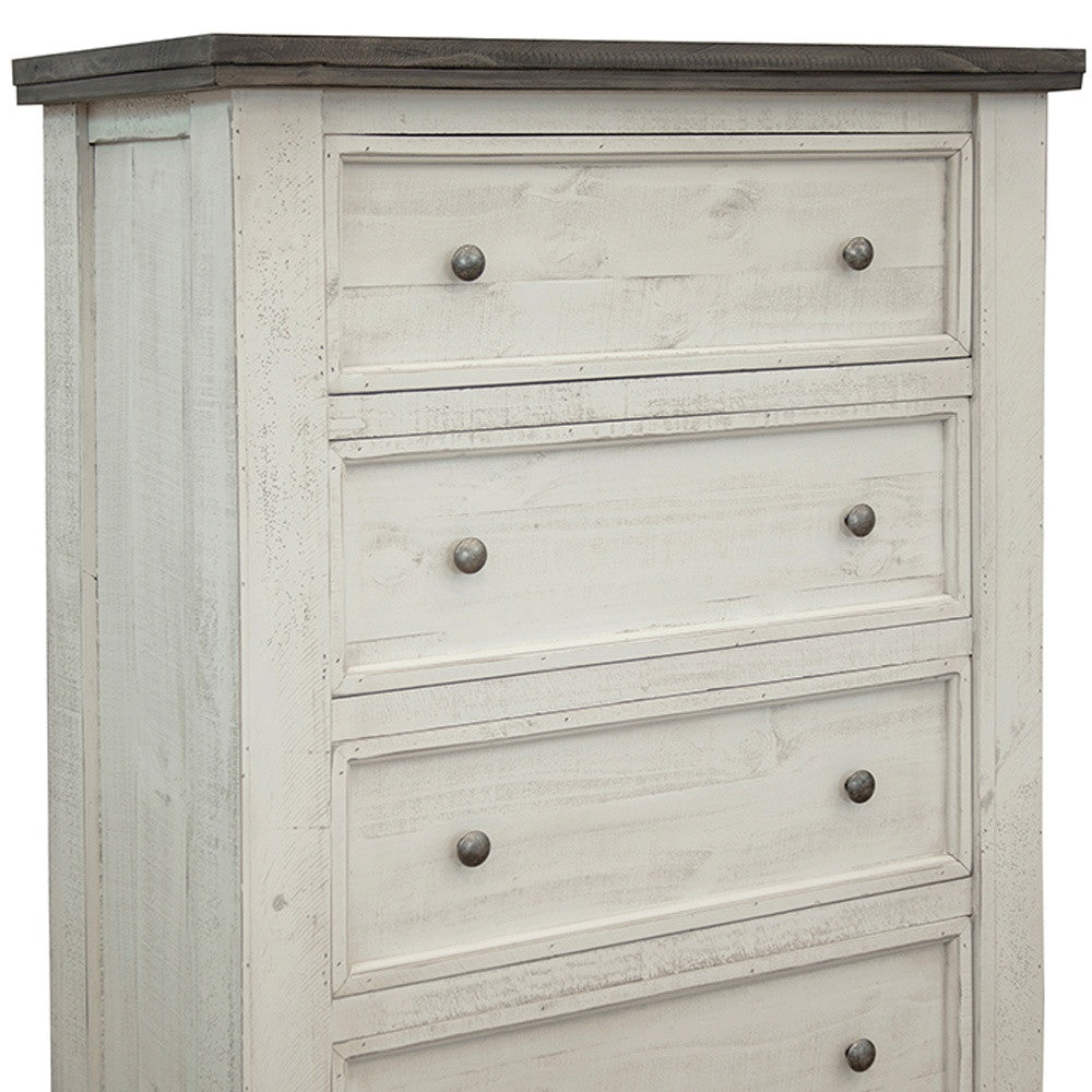 39" Gray and Ivory Solid Wood Four Drawer Chest - GreatEagleInc