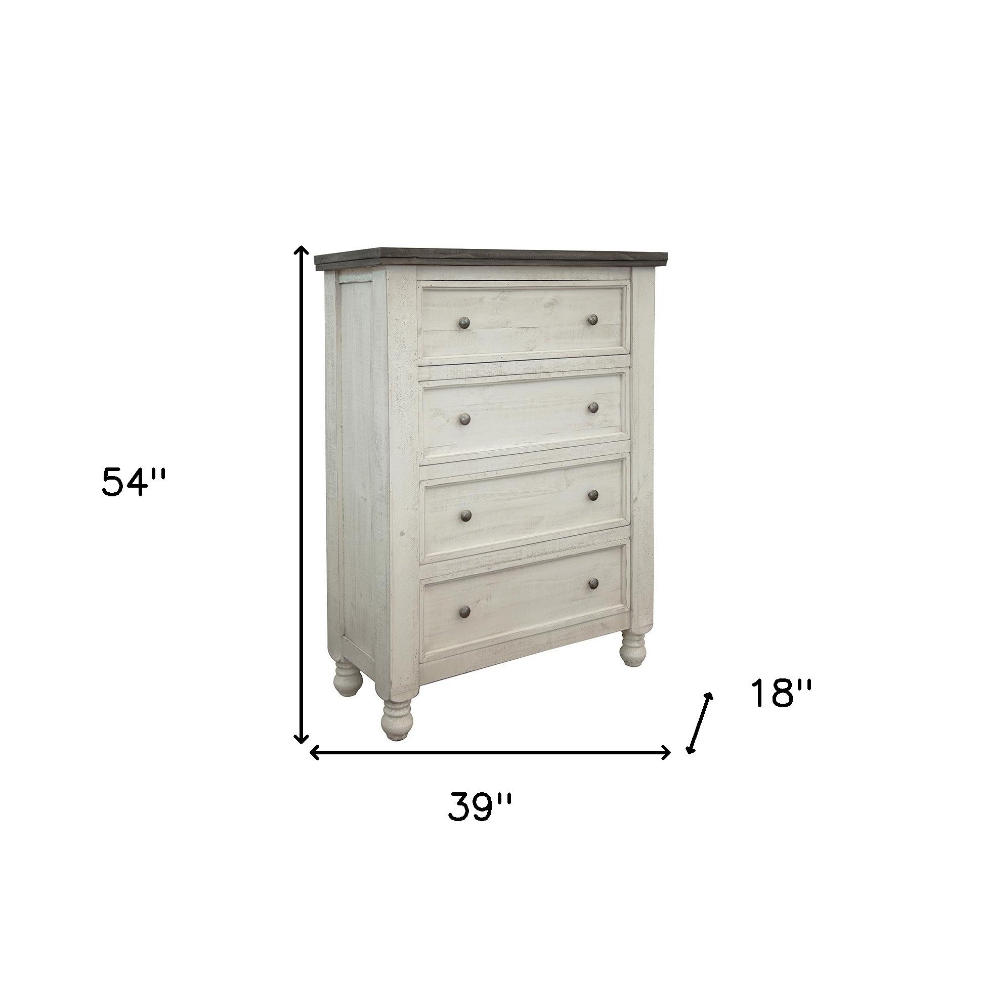 39" Gray and Ivory Solid Wood Four Drawer Chest - GreatEagleInc