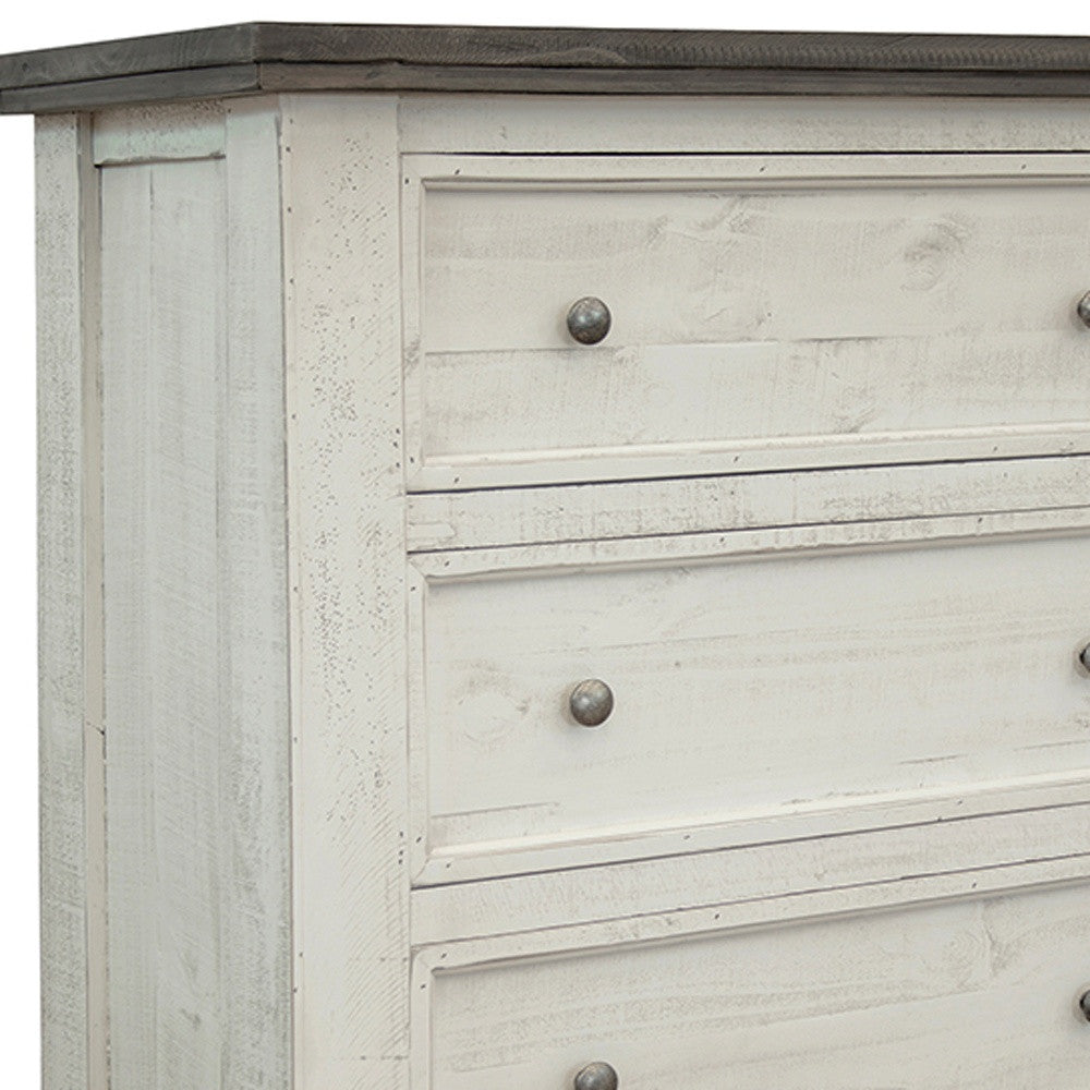 39" Gray and Ivory Solid Wood Four Drawer Chest - GreatEagleInc