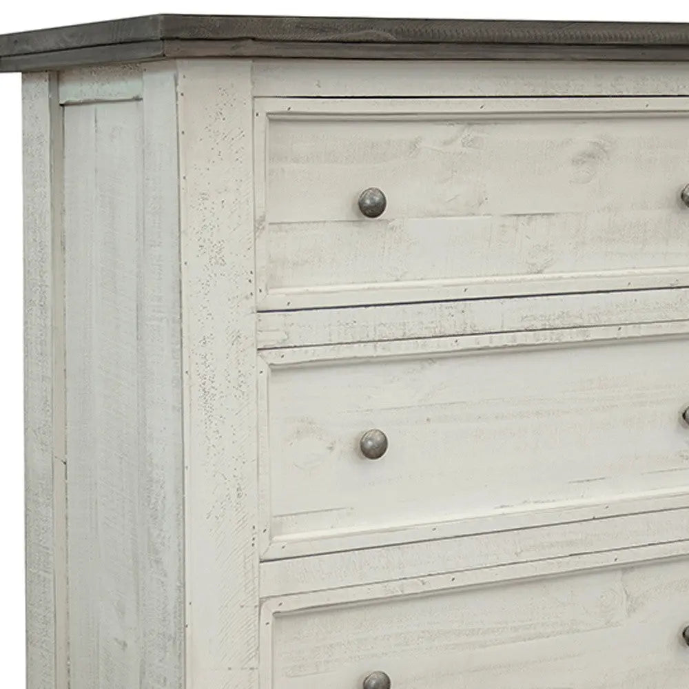 39" Gray and Ivory Solid Wood Four Drawer Chest - GreatEagleInc