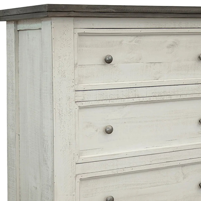 39" Gray and Ivory Solid Wood Four Drawer Chest - GreatEagleInc