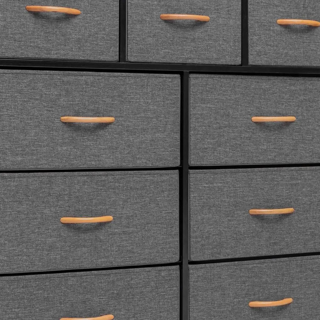 39" Gray and White Steel and Fabric Nine Drawer Triple Dresser - GreatEagleInc