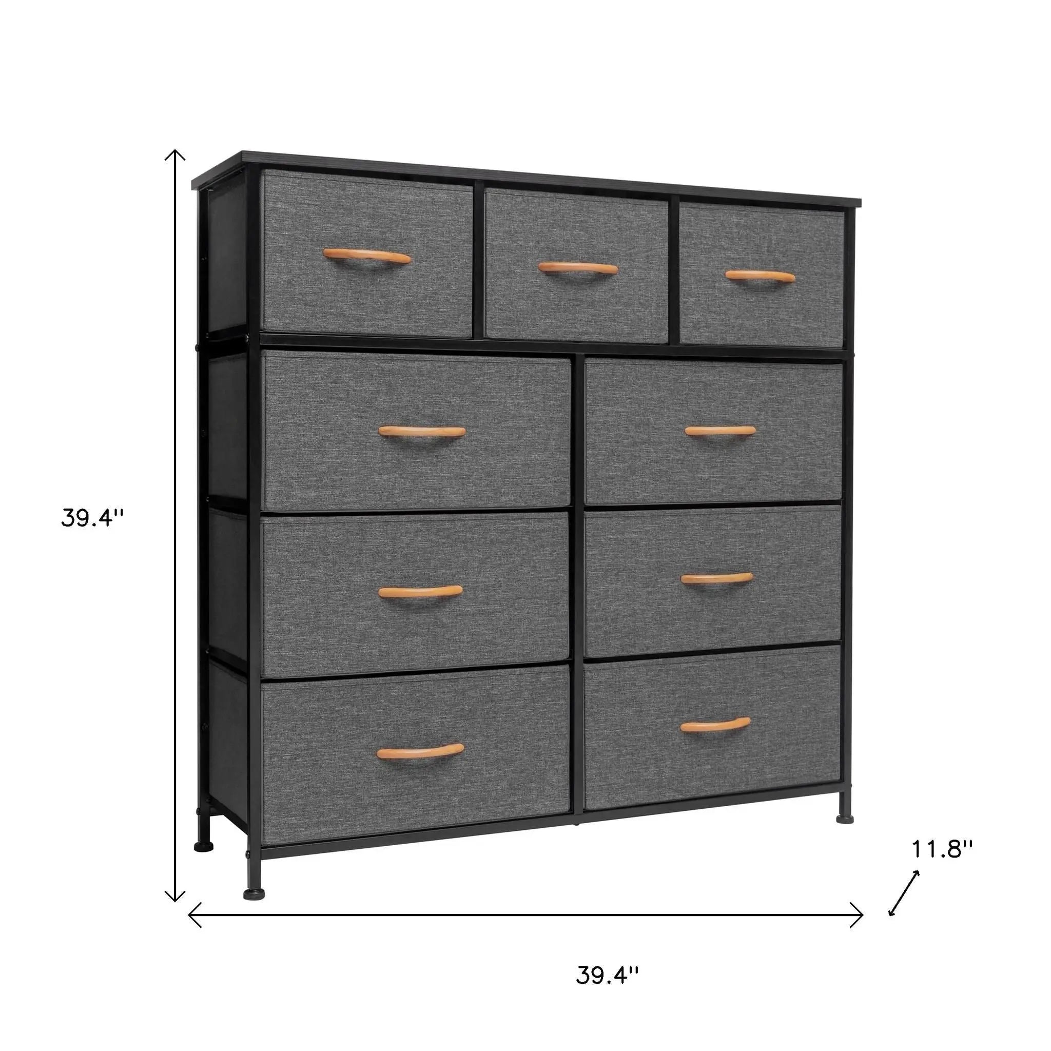 39" Gray and White Steel and Fabric Nine Drawer Triple Dresser - GreatEagleInc