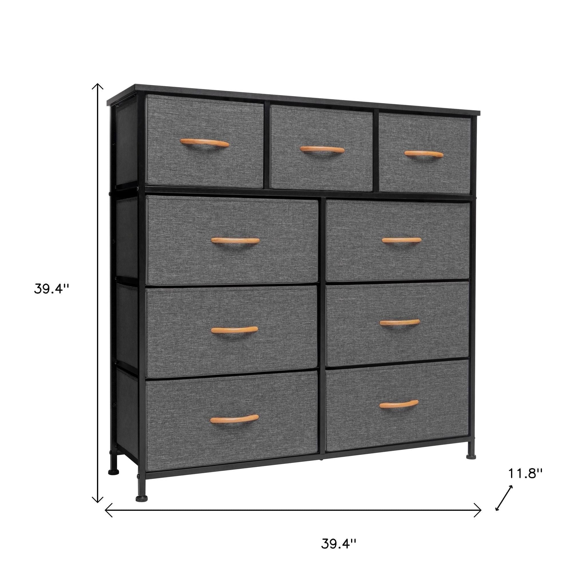 39" Gray and White Steel and Fabric Nine Drawer Triple Dresser - GreatEagleInc