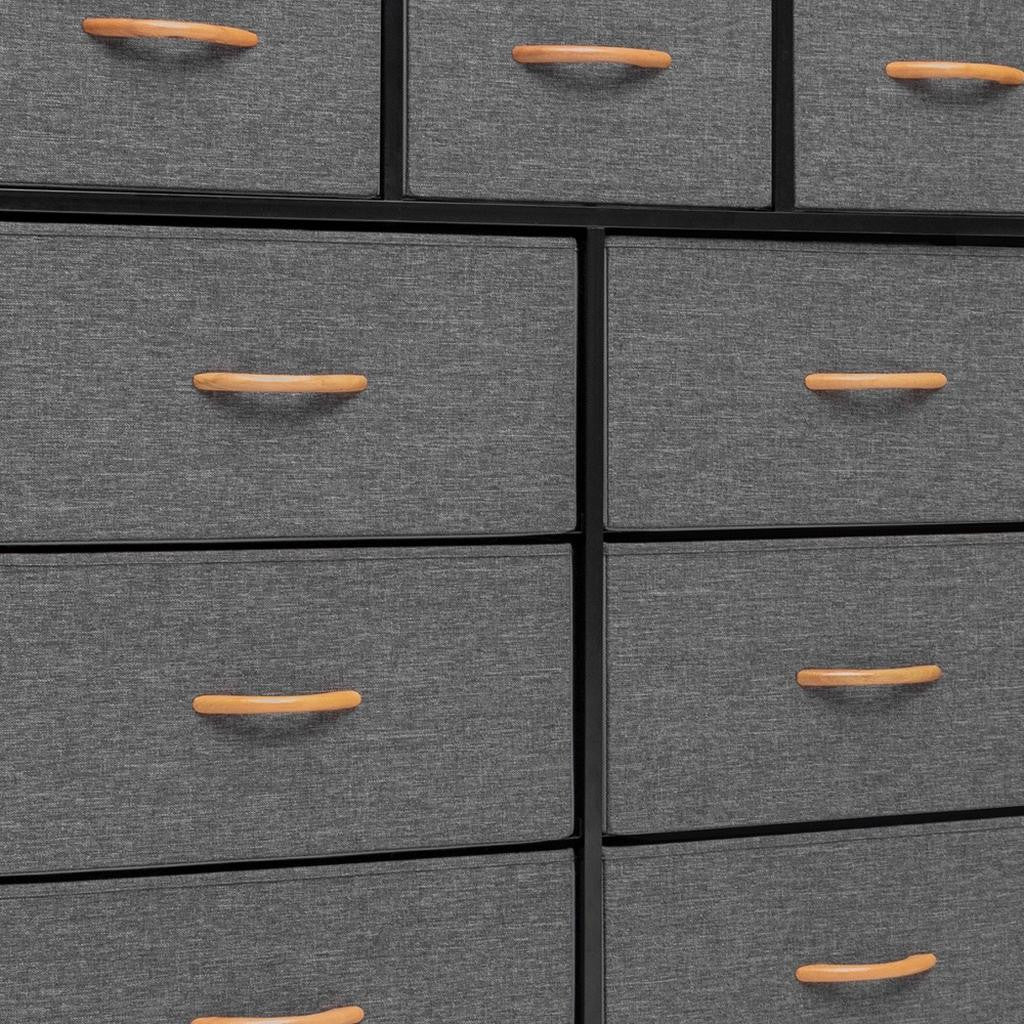 39" Gray and White Steel and Fabric Nine Drawer Triple Dresser - GreatEagleInc