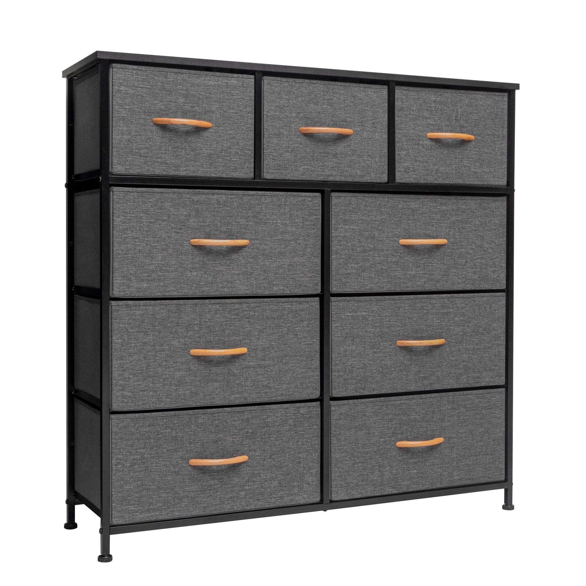 39" Gray and White Steel and Fabric Nine Drawer Triple Dresser - GreatEagleInc