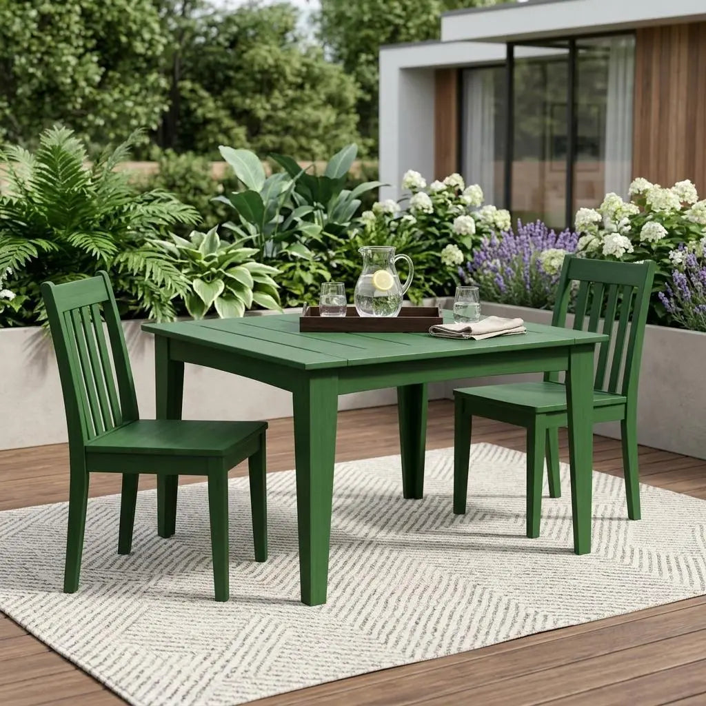 39" Green Heavy Duty Plastic Square Outdoor Dining Table Homeroots Outdoor