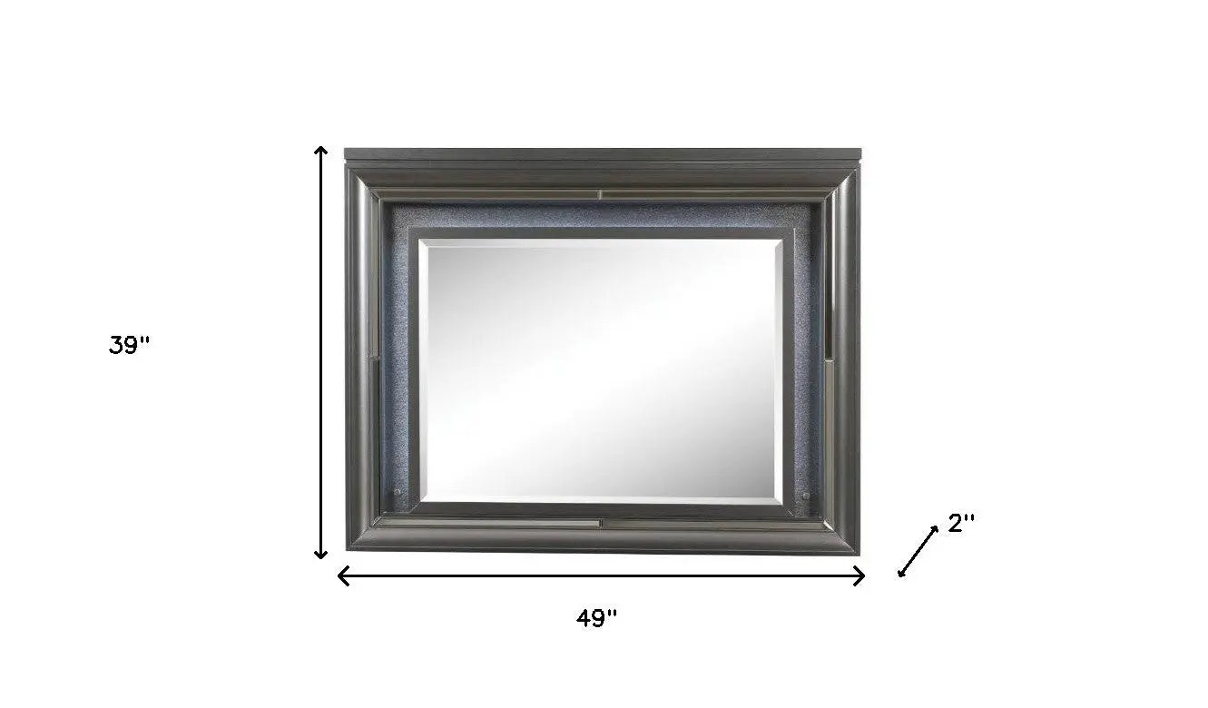 39" Gunmetal Lighted Wood Framed Mounted Dresser Mirror Homeroots Bed & Bath