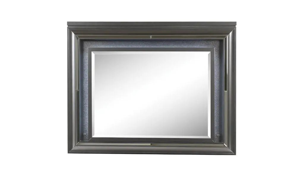 39" Gunmetal Lighted Wood Framed Mounted Dresser Mirror Homeroots Bed & Bath