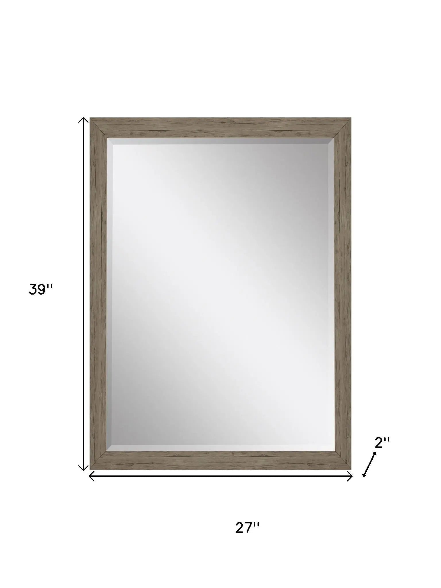 39" Light Brown Framed Accent Mirror Homeroots Bed & Bath