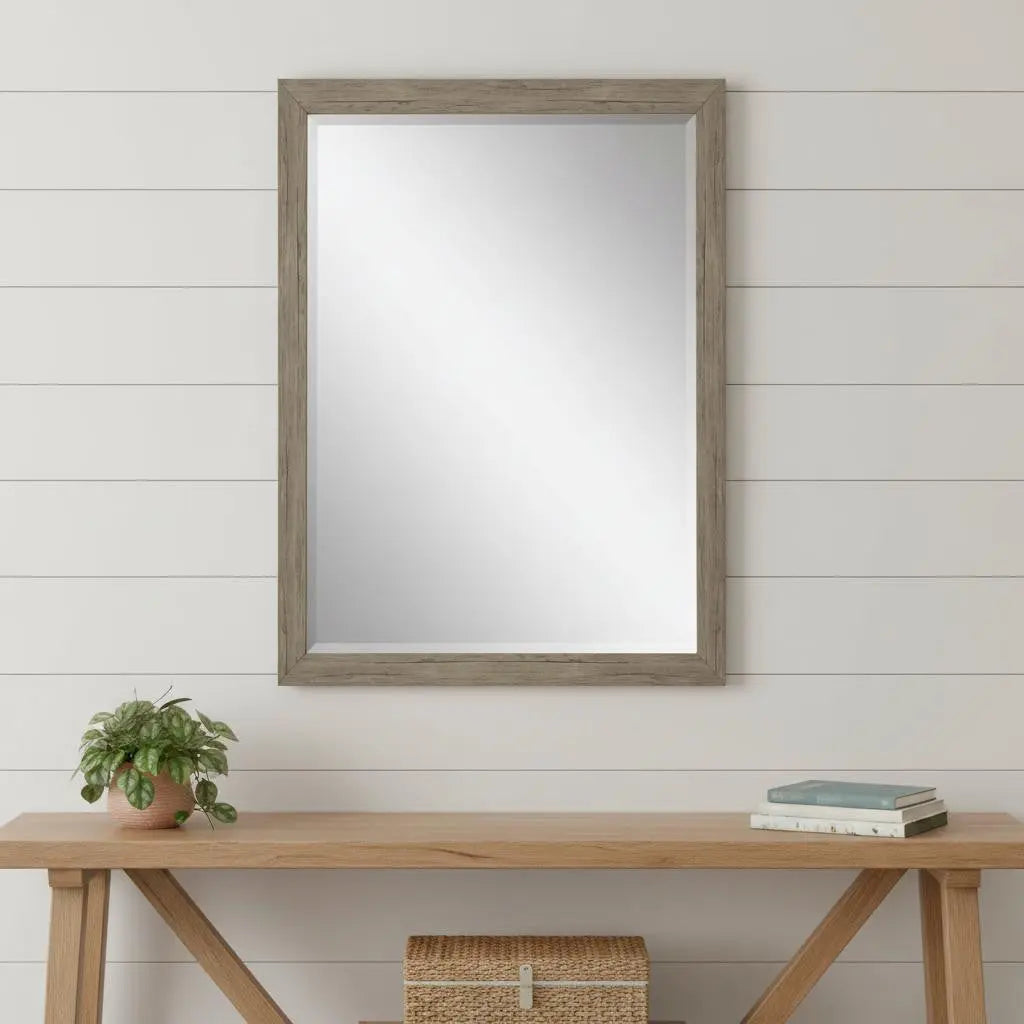 39" Light Brown Framed Accent Mirror Homeroots Bed & Bath