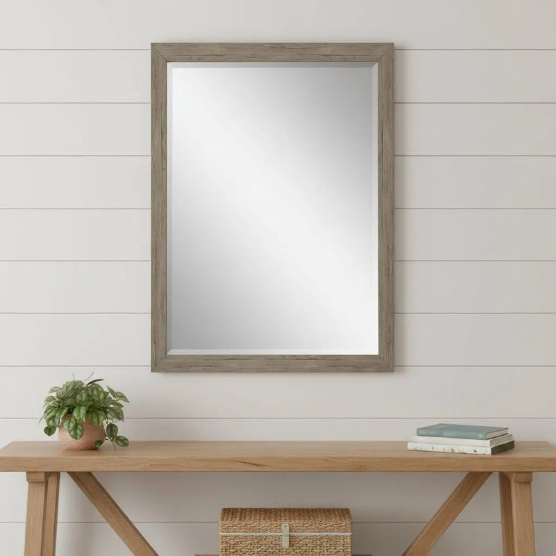 39" Light Brown Framed Accent Mirror Homeroots Bed & Bath